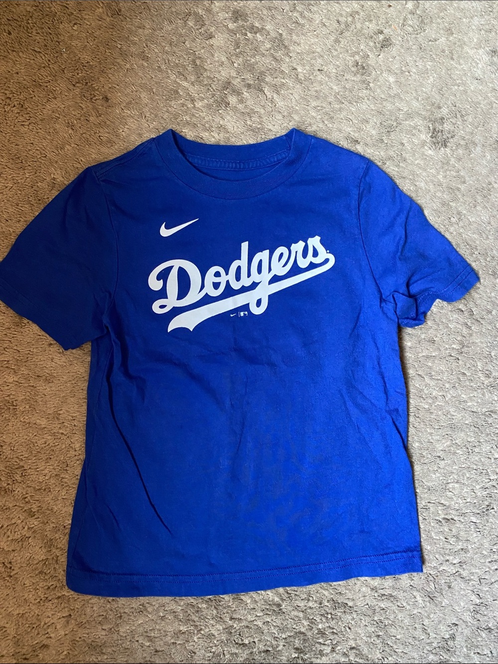 Nike Kids Royal Blue Dodgers Script Tee